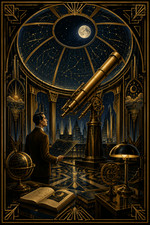 Listing image for Midnight Observatory Art Deco Celestial Astronomy Poster Print Framed Canvas Art