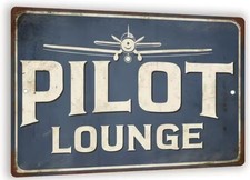 Listing image for Pilot Lounge Metal Sign Vintage Aviation Wall Decor Airplane Garage Bar 2 Pack