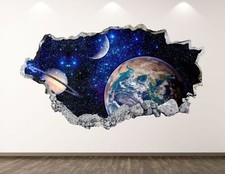 Listing image for Space Wall Decal - Earth Planet 3D Smashed Art Sticker Kids Room Decor Bedroom